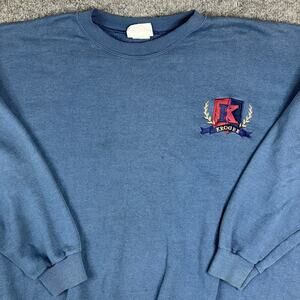 Lee Sweatshirt Mens Size 2XL Blue Heavyweight Crewneck USA Crest Logo 90s Style